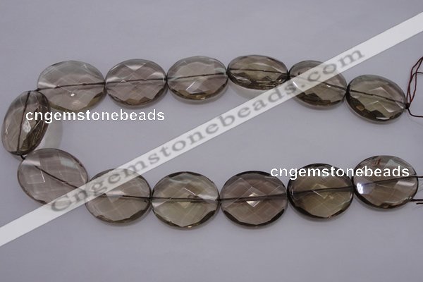 CSQ215 25*30mm faceted oval grade AA natural smoky quartz beads