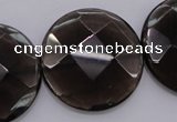 CSQ221 15.5 inches 30mm faceted coin grade AA natural smoky quartz beads