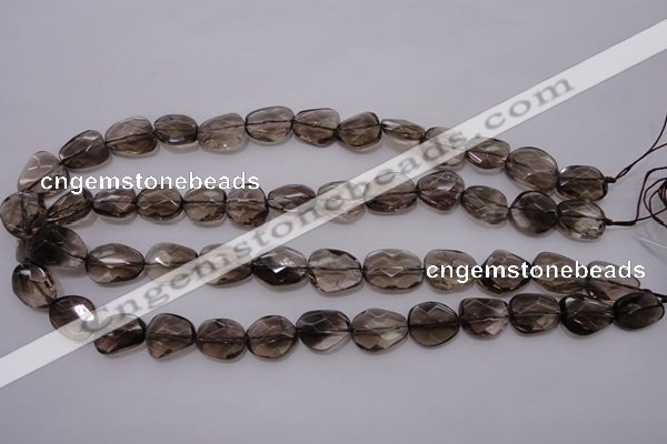 CSQ233 13*16mm faceted freeform grade AA natural smoky quartz beads