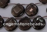 CSQ238 15*15mm faceted briolette grade AA natural smoky quartz beads