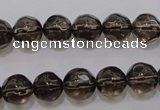 CSQ240 15.5 inches 10mm faceted round grade AA natural smoky quartz beads