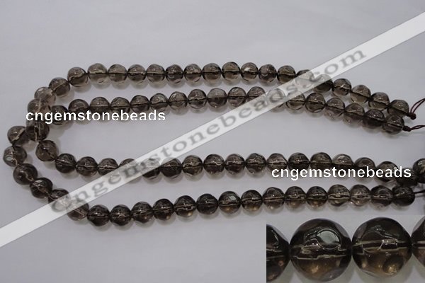 CSQ240 15.5 inches 10mm faceted round grade AA natural smoky quartz beads