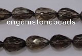 CSQ243 10*14mm faceted teardrop grade AA natural smoky quartz beads