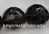 CSQ248 15.5 inches 25mm faceted round grade AA natural smoky quartz beads