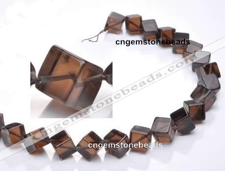 CSQ25 AB grade 12*12mm cube natural smoky quartz beads wholesale