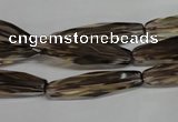 CSQ260 15.5 inches 8*28mm faceted rice natural smoky quartz beads