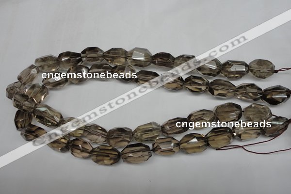 CSQ266 15.5 inches 13*18mm faceted nuggets smoky quartz beads