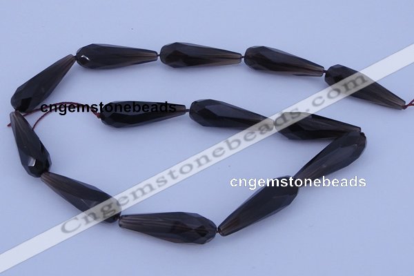 CSQ28 10*30mm faceted teardrop AB grade natural smoky quartz beads