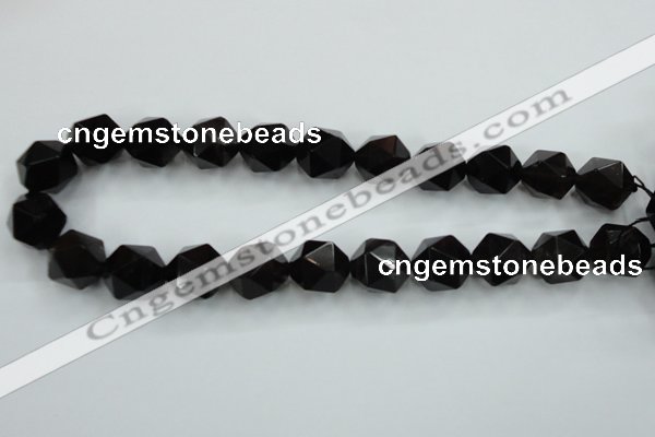 CSQ357 15.5 inches 18mm faceted nuggets smoky quartz beads