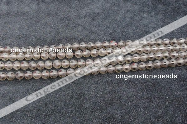 CSQ501 15.5 inches 6mm faceted round matte smoky quartz beads