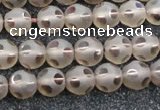 CSQ502 15.5 inches 8mm faceted round matte smoky quartz beads