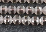 CSQ507 15.5 inches 8mm faceted round matte smoky quartz beads