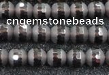 CSQ511 15.5 inches 6mm faceted round matte smoky quartz beads