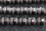 CSQ512 15.5 inches 8mm faceted round matte smoky quartz beads