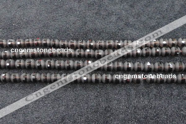 CSQ513 15.5 inches 10mm faceted round matte smoky quartz beads