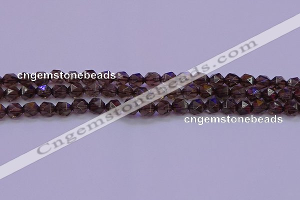 CSQ522 15.5 inches 8mm faceted nuggets smoky quartz beads