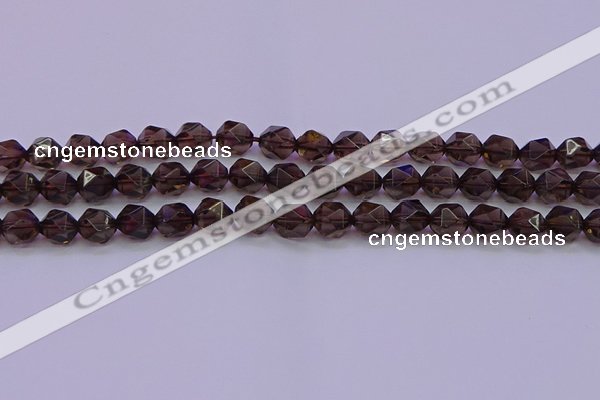 CSQ523 15.5 inches 10mm faceted nuggets smoky quartz beads