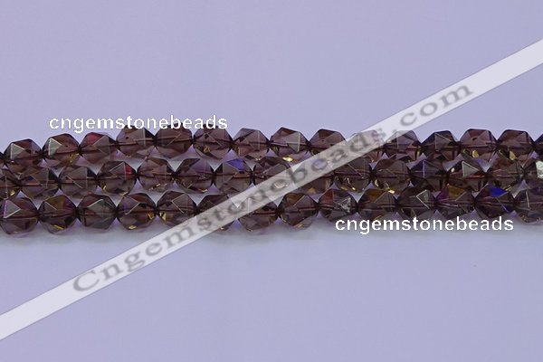 CSQ524 15.5 inches 12mm faceted nuggets smoky quartz beads