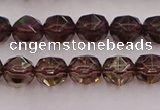 CSQ526 15.5 inches 6mm faceted nuggets smoky quartz gemstone beads