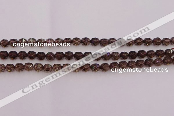 CSQ526 15.5 inches 6mm faceted nuggets smoky quartz gemstone beads