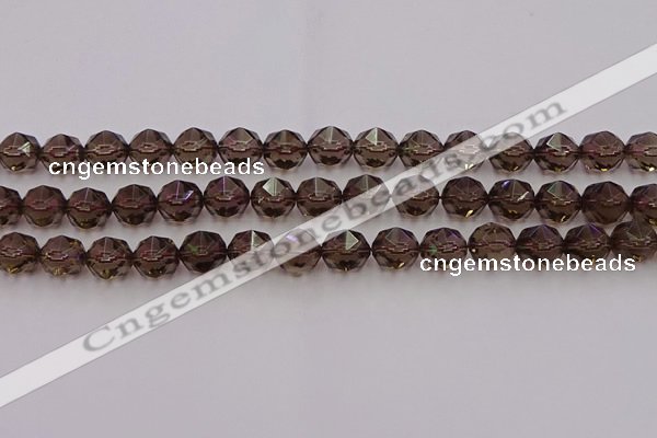 CSQ528 15.5 inches 10mm faceted nuggets smoky quartz gemstone beads