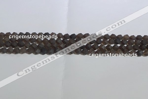 CSQ531 15.5 inches 6mm faceted nuggets matte smoky quartz beads