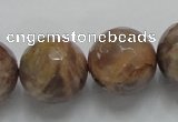 CSS102 15.5 inches 20mm faceted round natural sunstone beads wholesale