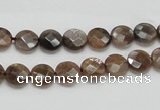 CSS104 15.5 inches 8mm faceted coin natural sunstone beads wholesale