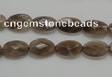 CSS106 15.5 inches 8*12mm faceted oval natural sunstone beads wholesale