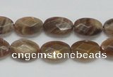 CSS107 15.5 inches 10*14mm faceted oval natural sunstone beads wholesale