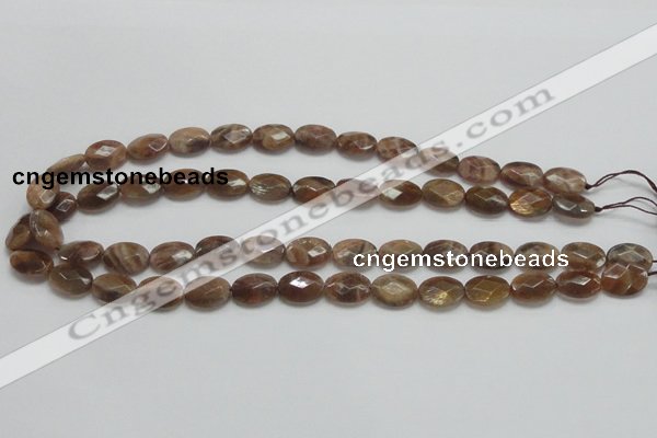 CSS107 15.5 inches 10*14mm faceted oval natural sunstone beads wholesale