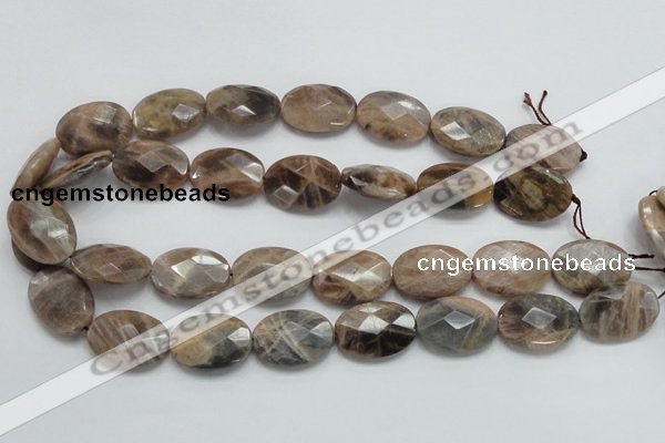 CSS108 15.5 inches 18*25mm faceted oval natural sunstone beads wholesale