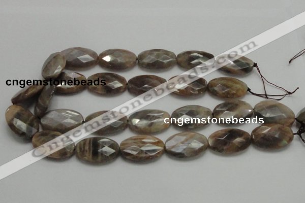 CSS109 15.5 inches 20*30mm faceted oval natural sunstone beads wholesale