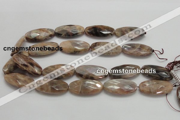 CSS110 15.5 inches 20*40mm faceted oval natural sunstone beads wholesale