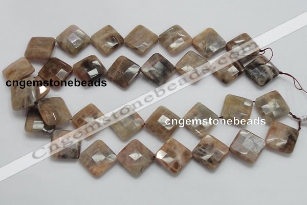 CSS112 15.5 inches 20*20mm faceted diamond natural sunstone beads