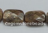 CSS114 15.5 inches 18*25mm faceted rectangle natural sunstone beads