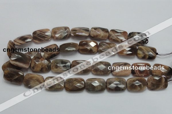 CSS114 15.5 inches 18*25mm faceted rectangle natural sunstone beads