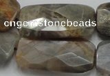 CSS116 15.5 inches 20*40mm faceted rectangle natural sunstone beads