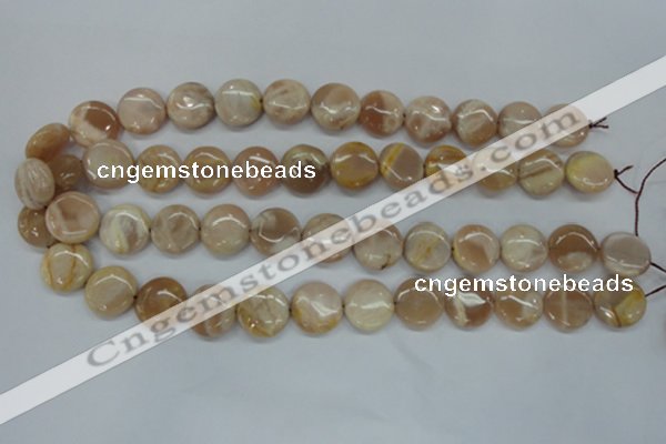 CSS228 15.5 inches 16mm flat round natural sunstone beads