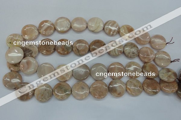 CSS239 15.5 inches 20mm flat round natural sunstone beads