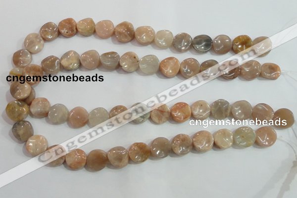 CSS255 15.5 inches 14mm twisted coin natural sunstone beads