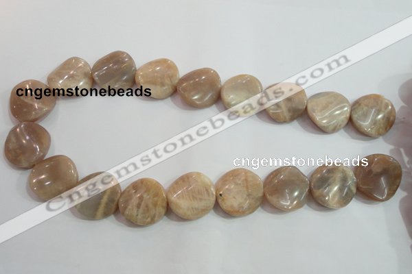 CSS256 15.5 inches 20mm twisted coin natural sunstone beads