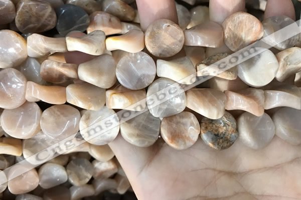 CSS437 15.5 inches 16mm twisted coin sunstone beads wholesale