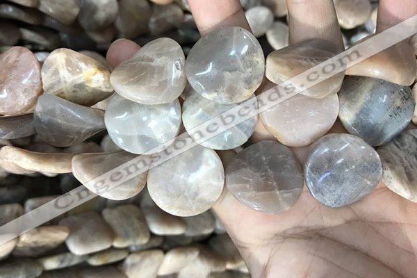 CSS440 15.5 inches 25mm twisted coin sunstone beads wholesale