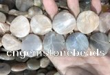 CSS441 15.5 inches 30mm twisted coin sunstone beads wholesale