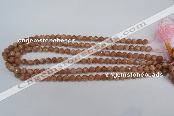 CSS502 15.5 inches 7mm faceted round natural golden sunstone beads