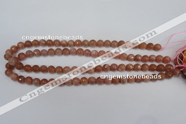 CSS504 15.5 inches 9mm faceted round natural golden sunstone beads