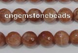 CSS506 15.5 inches 11mm faceted round natural golden sunstone beads