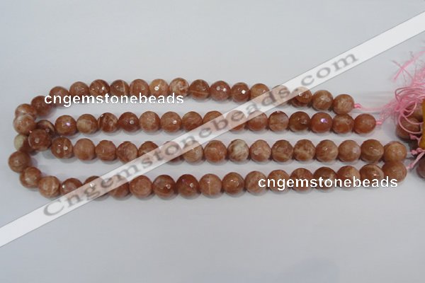 CSS506 15.5 inches 11mm faceted round natural golden sunstone beads