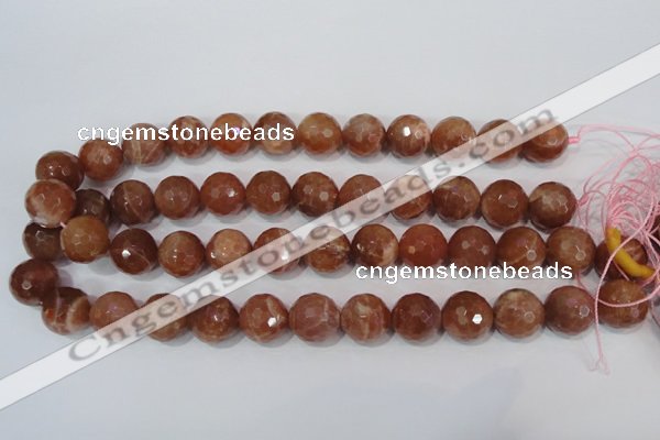 CSS509 15.5 inches 16mm faceted round natural golden sunstone beads